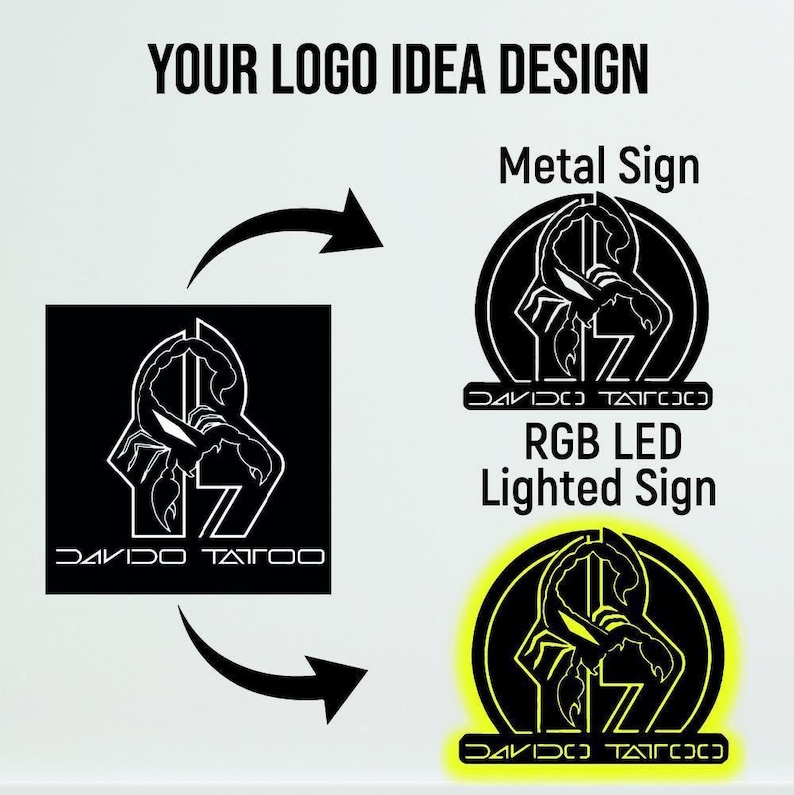 Personalized Your Logo Metal Wall Sign W/ RGB LED Light, Custom Logo ...