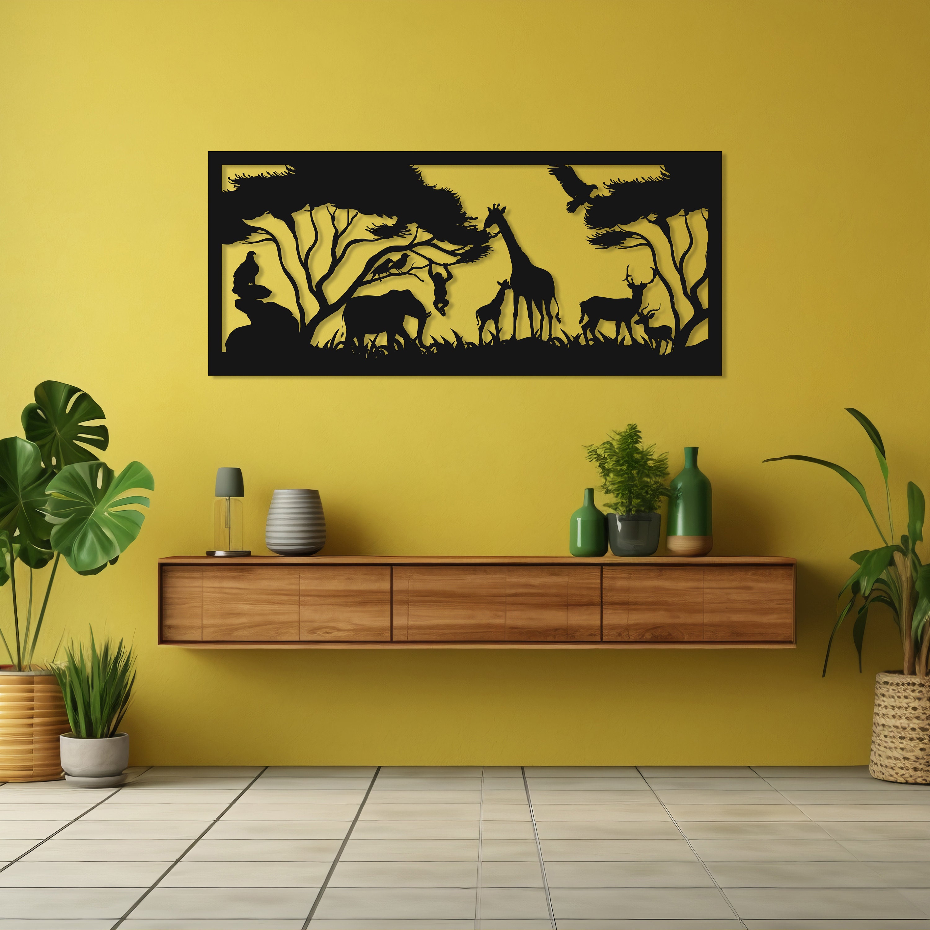 Africa Metal Wall Decor, Nature Metal Decor, Safari Animals Wall Art
