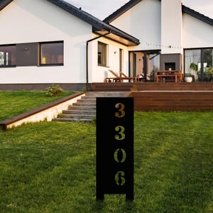 Solar Metal Address Numbers Sign For Yard, Lighted Vertical Modern Numbers Sign With Stakes,Commercial Garden Address Sign,Home Lawn Numbers image 8