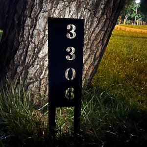Solar Metal Address Numbers Sign For Yard, Lighted Vertical Modern Numbers Sign With Stakes,Commercial Garden Address Sign,Home Lawn Numbers image 10