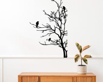 木の上の鳥の金属製壁飾り、パティオガーデン装飾、木のウォールサイン、屋外用金属製装飾、リビングルーム装飾、新築祝いのギフト、森の装飾