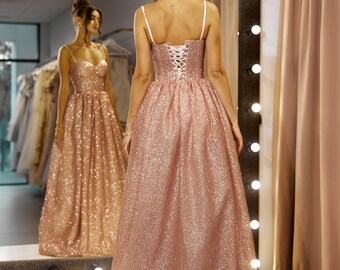 coast rose gold dress One-Shoulder Rose Gold Long Formal Gown CB098 Rose Gold / 2 main image 0