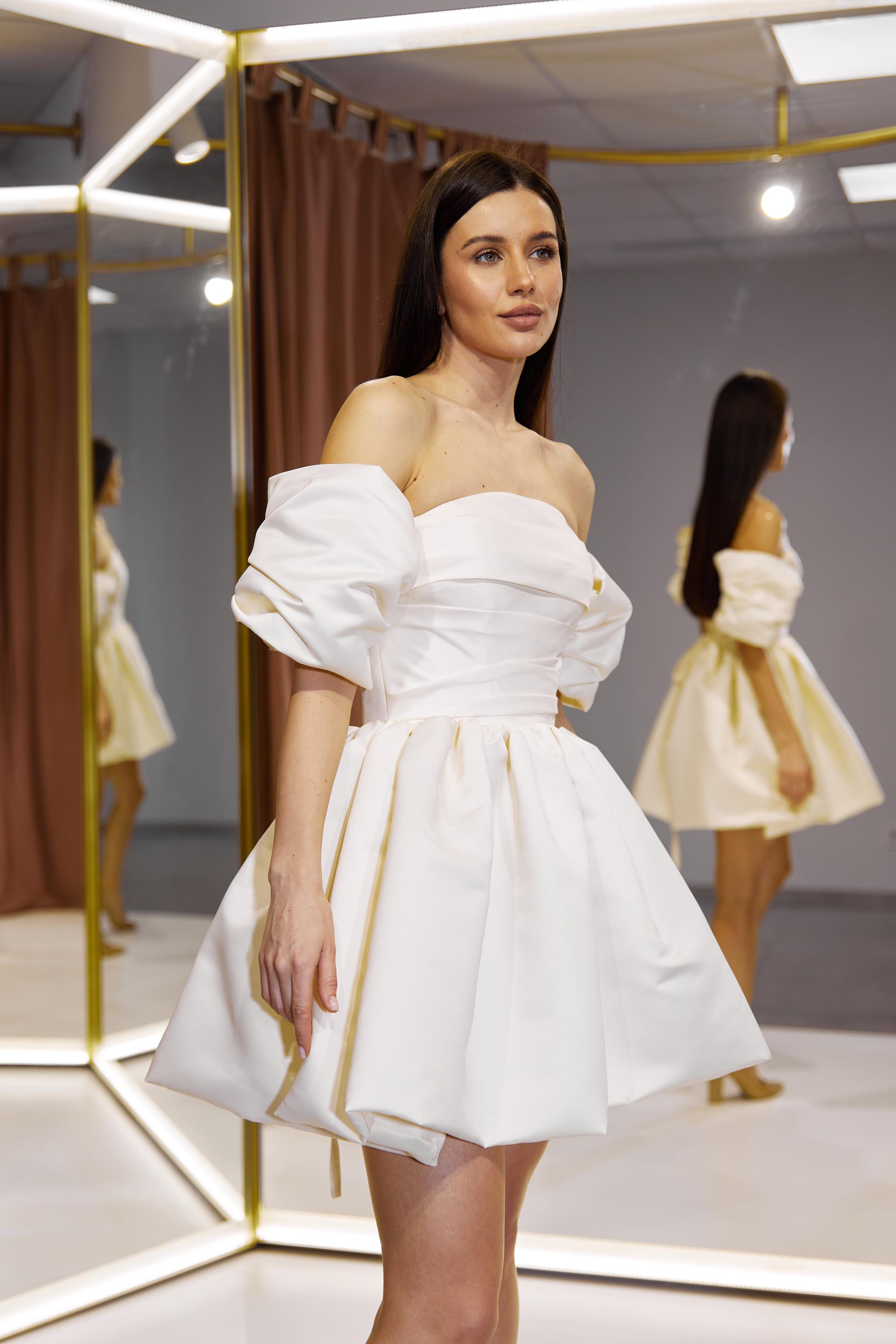 Wrap Front Mini Dress with Balloon Sleeves - Date Night