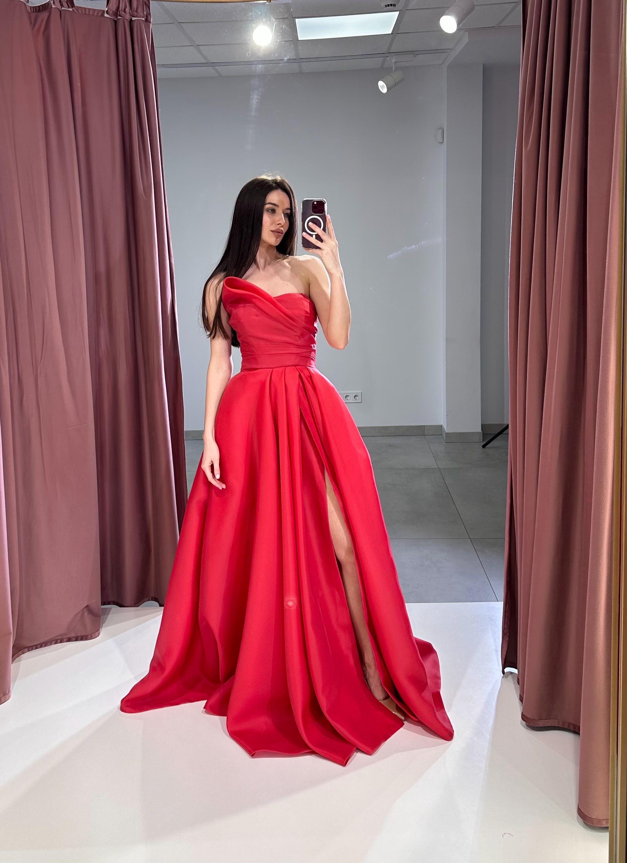 open lace back dress Orange Organza Off-Shoulder Prom Custom Ball Gown Formal Dress