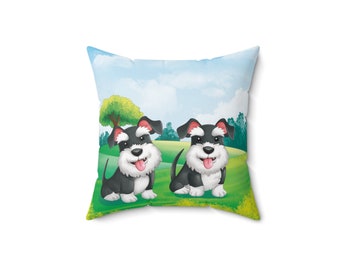 Spun Polyester Square Pillow Bobby & Biscuit