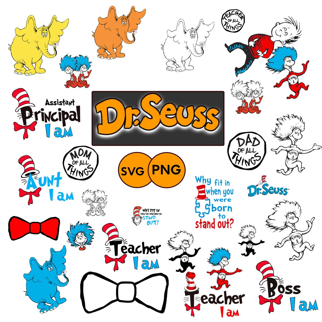 Dr Seuss Svg Bundle Layered Item, Dr. Seuss Quotes Cat in the Hat Svg ...