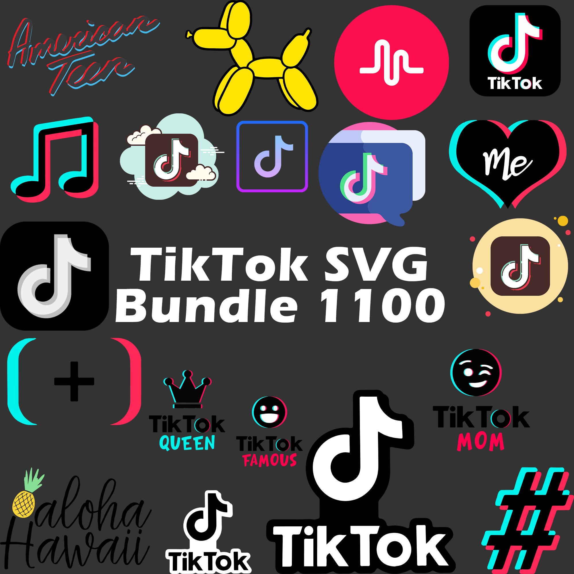 Tiktok Svg, Tiktok Dxf Png, Tiktok Clipart, Social Media Icons