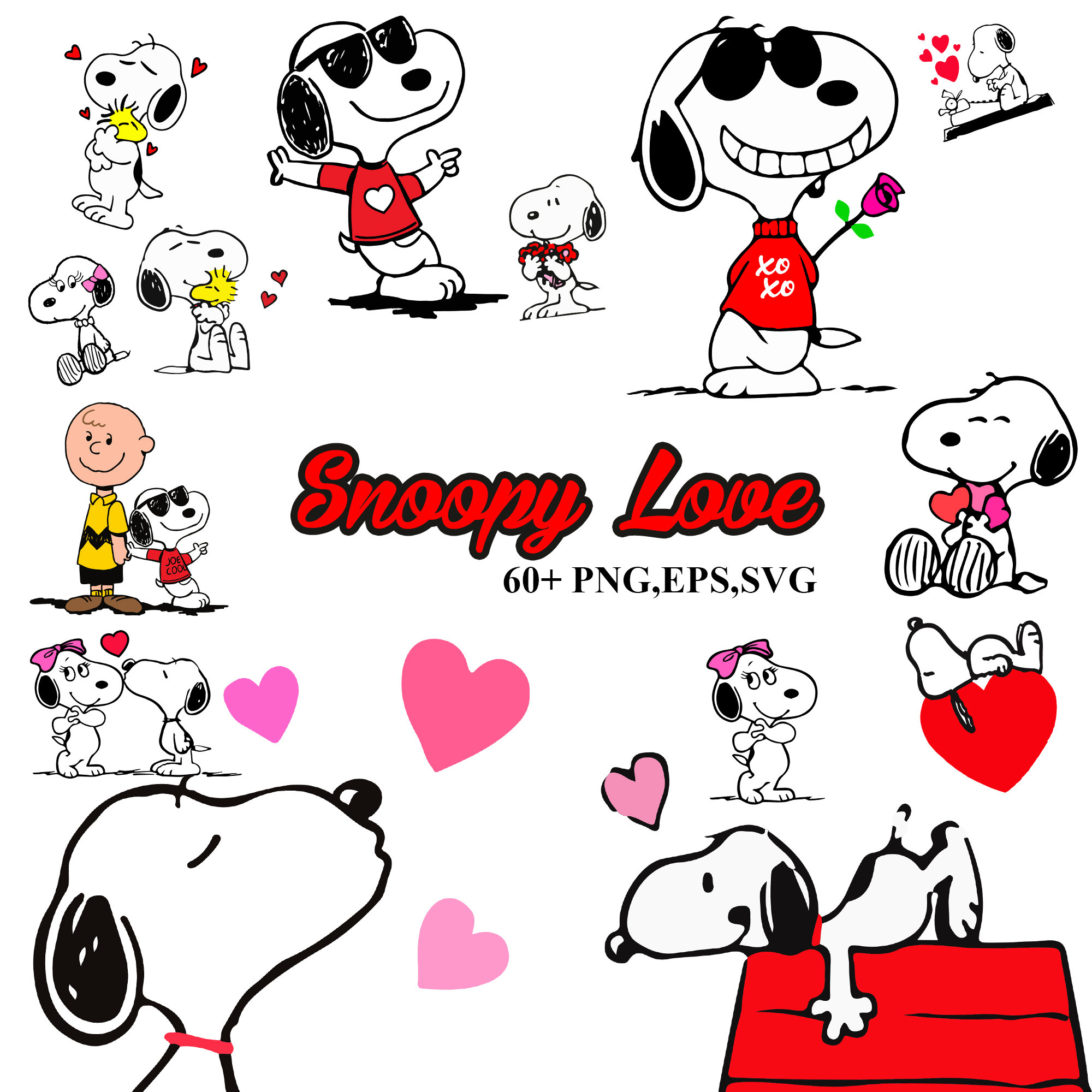 3P4 x Peanuts® Valentine Sticker Set - Snoopy & Woodstock Puffy Coats