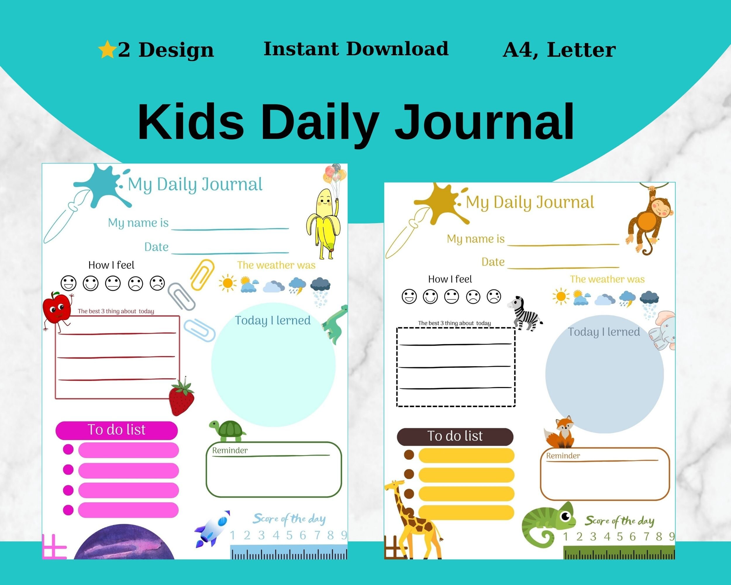 Kids Daily Journal Printable Kids Journal Diary for Children for Kids ...