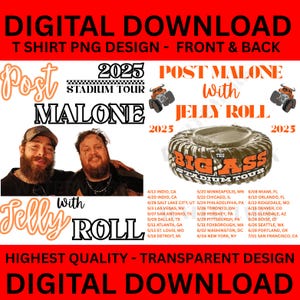 Post Malone T-Shirt mit Jelly Roll Logo von The Big Ass World Tour