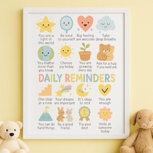 Positive Affirmation Poster, Schulpsychologie, Mentale Gesundheit, Calming Corner, CBT, Geschenk für Kinder, Therapie Bürodeko, SOFORTIGER DOWNLOAD