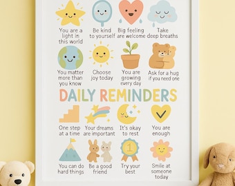 Positieve affirmatieposter, schoolpsychologie, geestelijke gezondheid, kalmerende hoek, CGT, cadeau voor kinderen, therapiekantoorinrichting, INSTANT DOWNLOAD