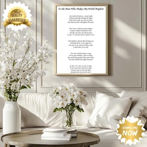 Poema romántico para un esposo, poema imprimible, regalo de aniversario para el esposo, poema original del autor más vendido de Amazon - DESCARGA INSTANTÁNEA