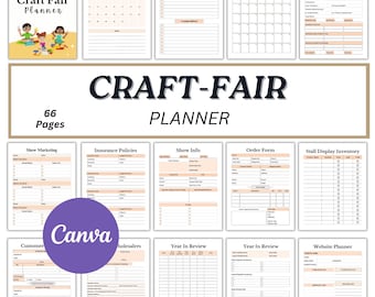 May include: A Craft Fair Planner with 66 pages, featuring a cover with children crafting. The planner includes sections for show research, marketing, and order forms. The title "Craft-Fair Planner" is prominently displayed.