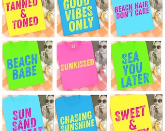 Summer Comfort Colors Shirt PNG Bundle for Sublimation - Print on Demand Products Summer Vibes png Girly Summer Shirt Graphics 36 PNG IMAGES