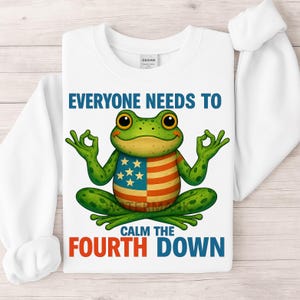 Grenouille patriotique drôle 4 juillet PNG | Calmez le quatrième design | Méditation, yoga et sublimation de grenouilles pour t-shirts, tasses et plus