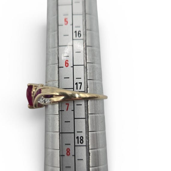 10K Solid Gold Heart Cut Ruby Ring, Pink Sapphire… - image 3