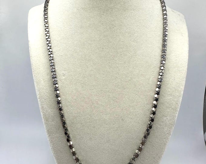 Vintage 925 Sterling Silver Tube Necklace 22 Inches