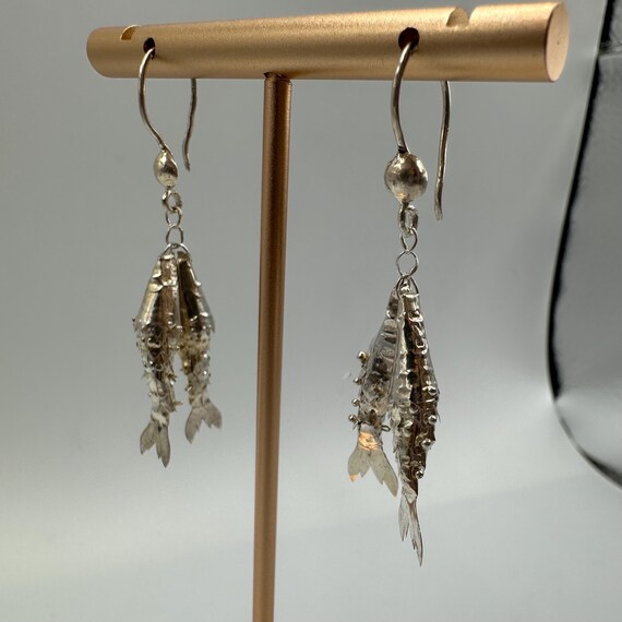 Articulating Fish Dangle Earrings, 925 Sterling S… - image 9