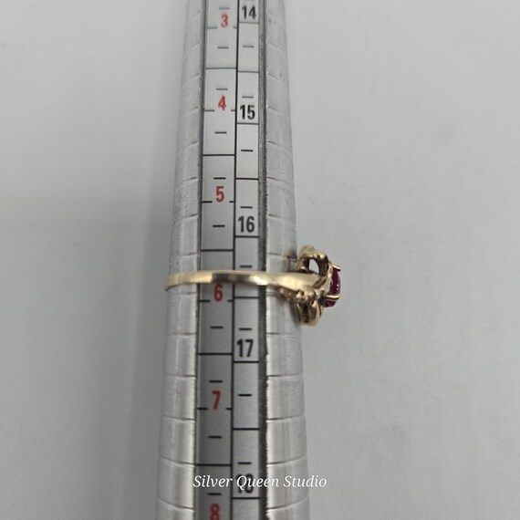10k Solid Gold Ruby Ring, Sculptural Organic Sett… - image 7