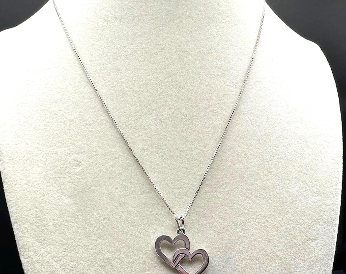 James Avery Sterling Silver Double Cupid Hearts Pendant Necklace 16.5 Inch Length