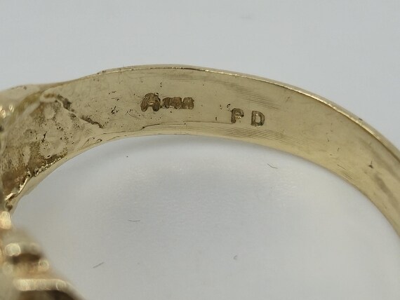14K Gold Solid Ring with Abstract Chunky Design S… - image 6