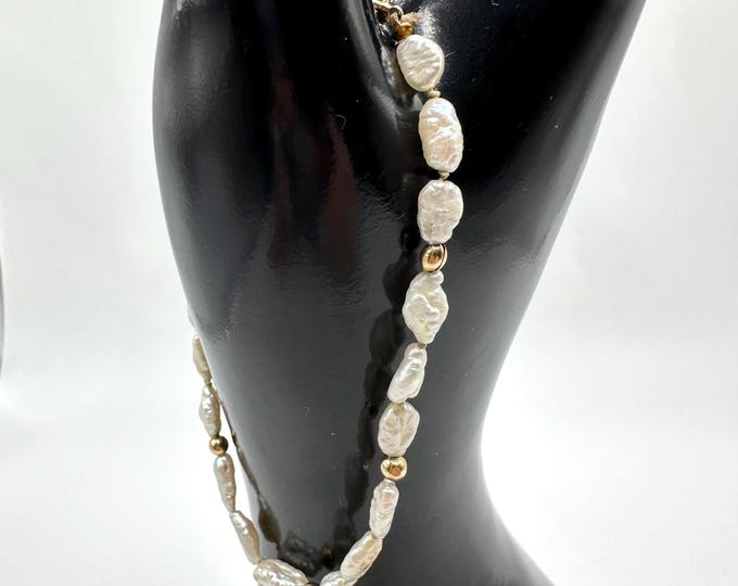 Vintage 14K Gold and Pearl Bracelet 7.5 Inches