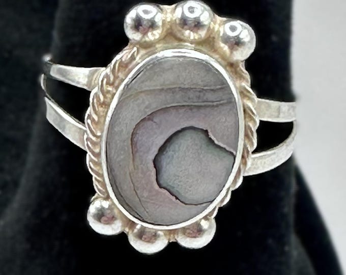 Sterling Silver and Agate Ring Size 7.5