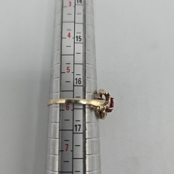 Solid 10K Yellow Gold Ring with Round-Cut Ruby – … - image 7