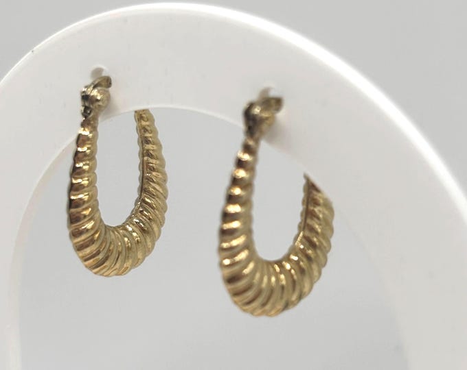 Vintage Vermeil Gold Over Sterling Silver Hoop Earrings