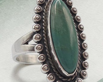 925 Sterling Silver Southwest Style Turquoise Ring - Size 7