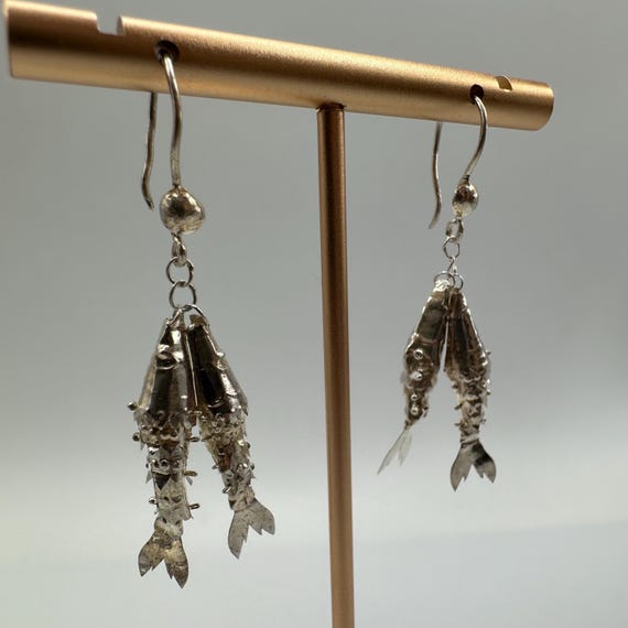 Articulating Fish Dangle Earrings, 925 Sterling S… - image 7
