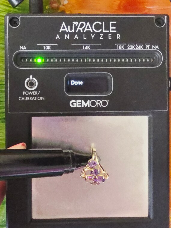 Solid 10K Yellow Gold Ring with Amethyst Cluster-… - image 11