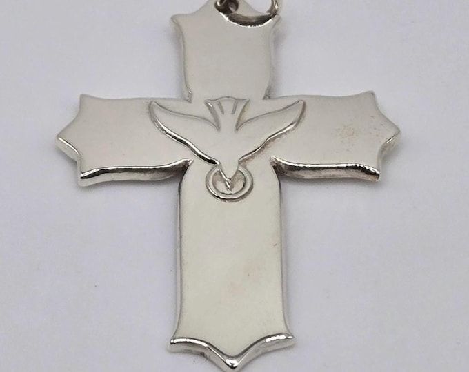 Vintage James Avery Sterling Silver Descending Dove Cross Pendant RETIRED