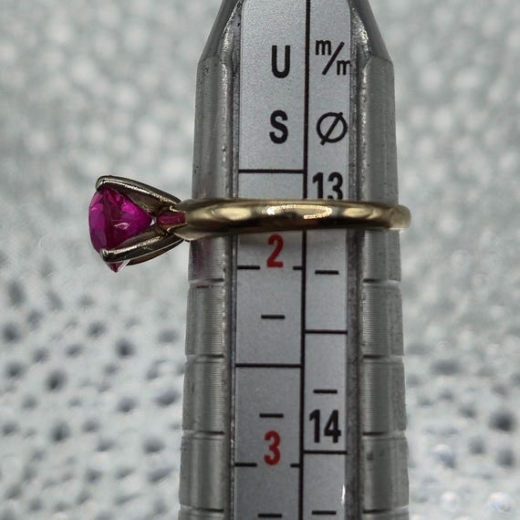 Solid 14K Yellow Gold Ring with Ruby – Size 1.75 - image 3