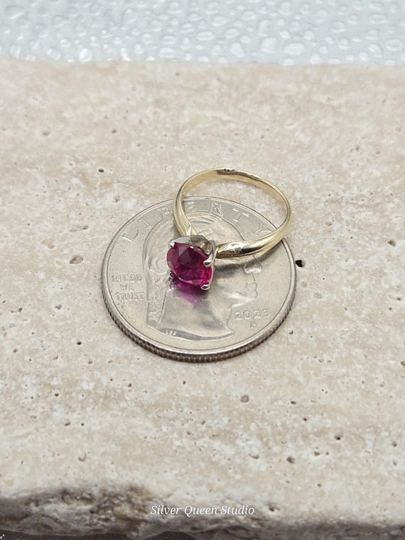 14k Solid Gold Ruby Ring, Petite July Birthstone … - image 5