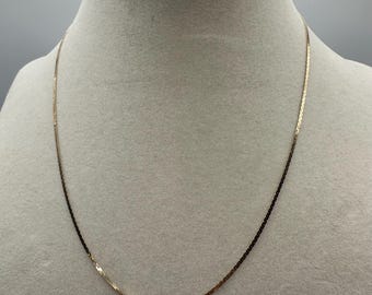 14k Solid Yellow Gold C Link Chain Necklace, 16 Inch