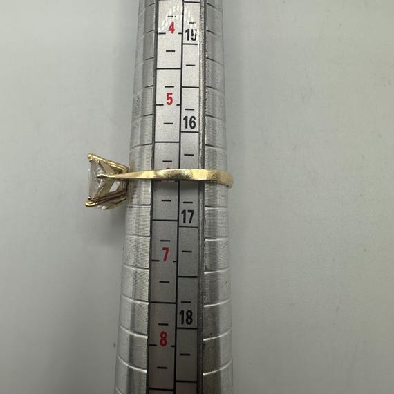 Solid 14K Yellow Gold Three-Stone Ring with Gemst… - image 8