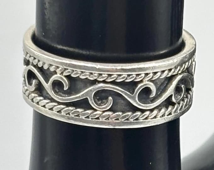 Vintage 925 Sterling Silver Bali Scroll Ring Size  7