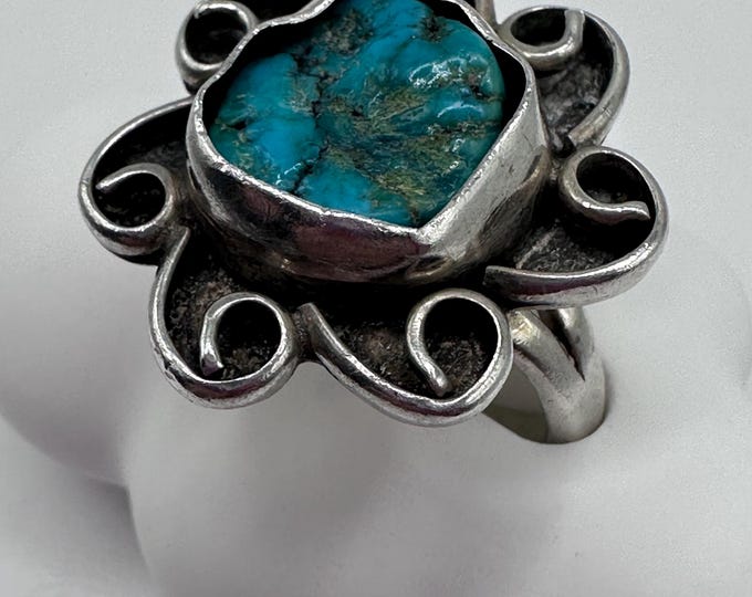 Sterling Silver Native American Turquoise Ring Size 6