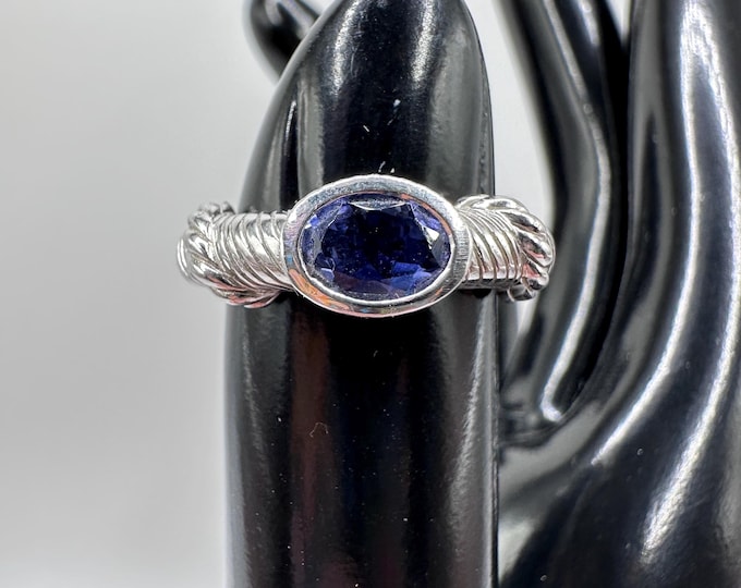 Vintage Judith Ripka Sterling Silver Ring with Blue Gem Size 5.75