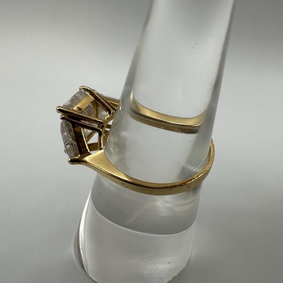 Solid 14K Yellow Gold Three-Stone CZ Ring – Size 6 - image 10