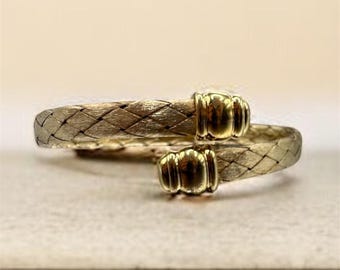 925 Sterling Silver Gold Vermeil Braided Cuff Bracelet – 7.5 Inches