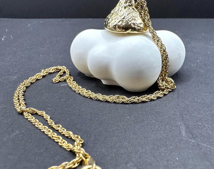 Vermeil Gold 24K Over Sterling Silver Chocolate Kiss Necklace 18 Inches