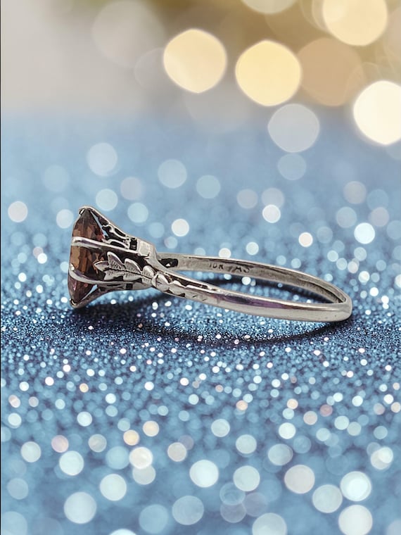 Solid 10K White Gold Raspberry Garnet Rhodolite S… - image 6