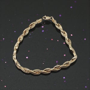 Solid 10K Yellow Gold Bracelet with Unique Hollow Links 7.25" Turkey