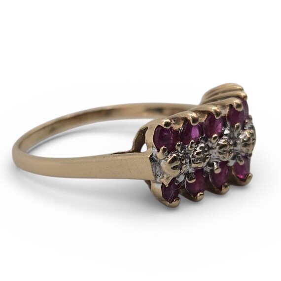 10K Solid Gold Ruby Cluster Ring, Size 8 - image 6