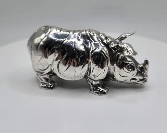 Buccellati Rhinoceros 925 Sterling Silver Figurine ITALY Handmade