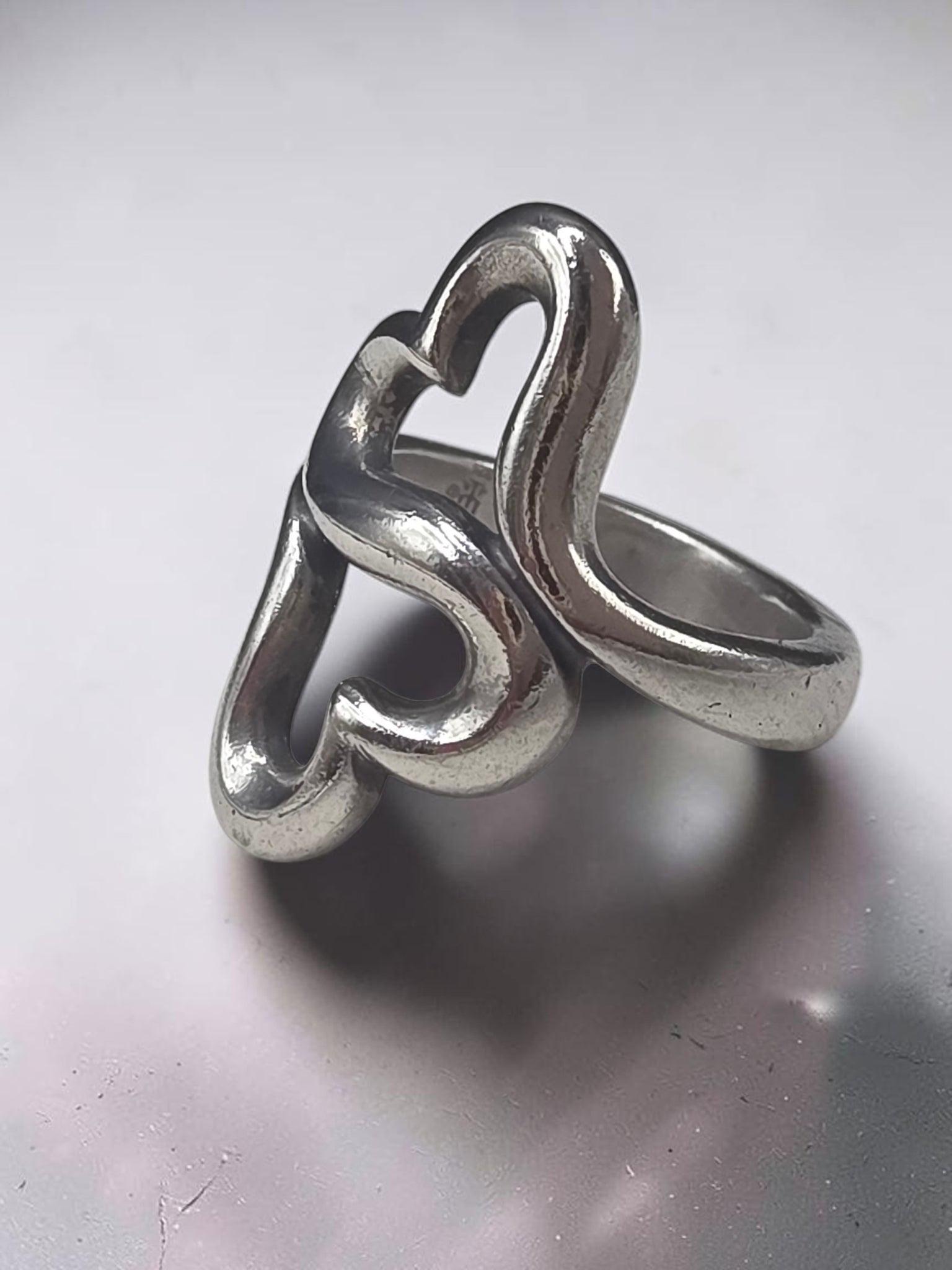 James Avery Sterling Silver Heart to Heart Open Double Heart Ring
