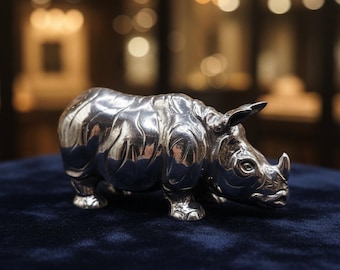 Buccellati 925 Sterling Silver Rhinoceros Rhino 925 Figurine ITALY Handmade
